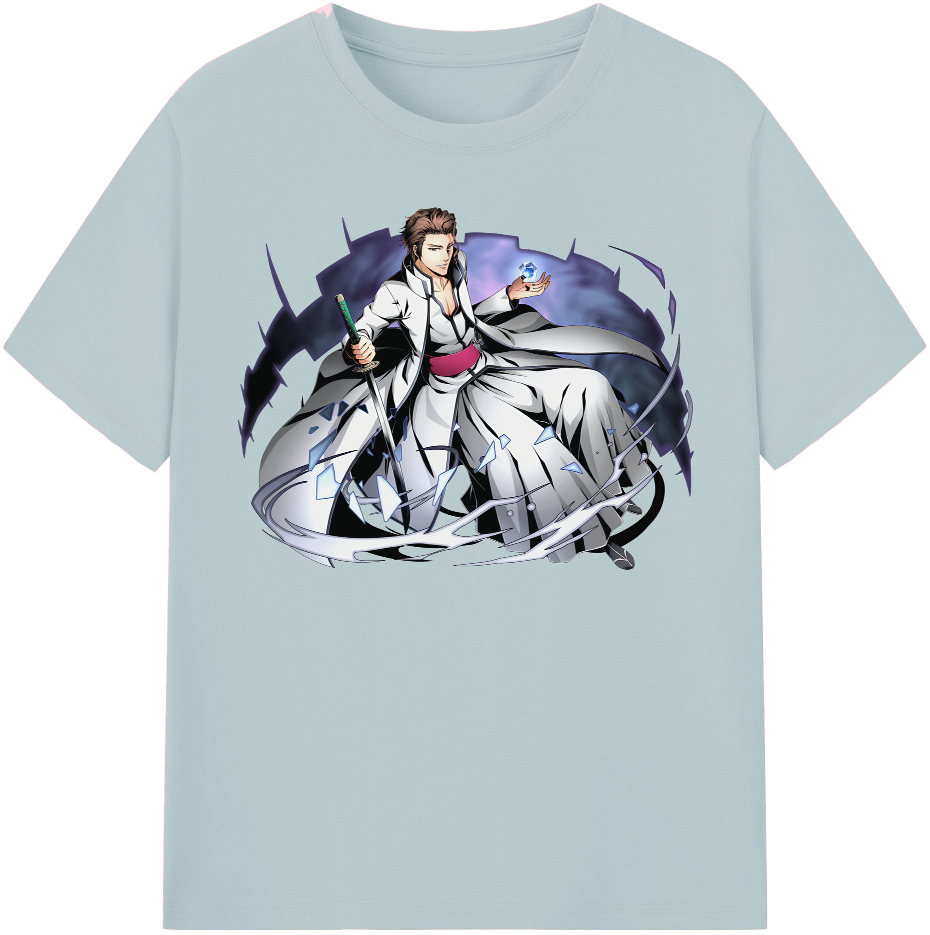 （画像用） ブリーチ 藍染 惣右介（あいぜん そうすけ） BLEACH Aizen Sousuke 綿100％半袖Tシャツ（フロントプリント）